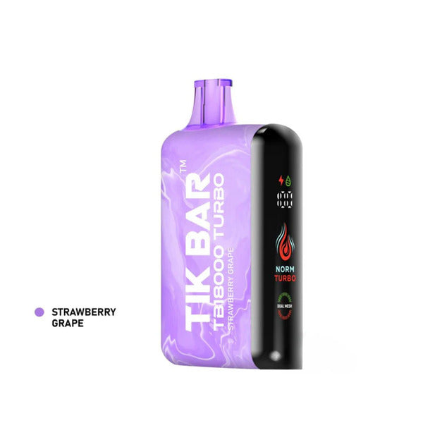 TIK BAR TB18000 Turbo Rechargeable Disposable Vape 18mL 5 Pack Best Flavor Strawberry Grape