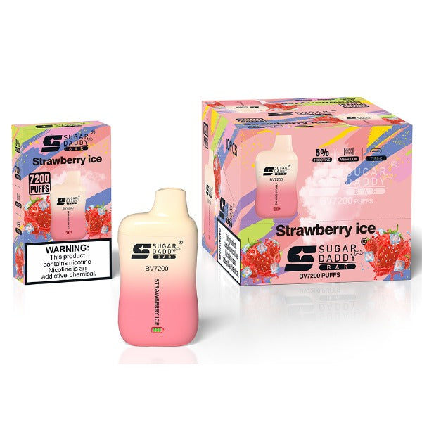Sugar Daddy Bar BV7200 Recharge Vape 18mL Best Flavor Strawberry Ice