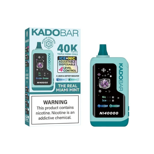 Best Deal KadoBar NI40000 Ice + Nicotine Control Disposable Vape 24mL 5 Pack - The Real Mint