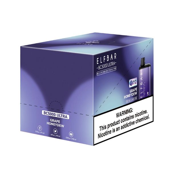 Elf Bar BC5000 Ultra Disposable Vape 10-Pack Best Flavor Grape Honeydew