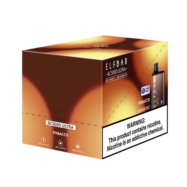 Elf Bar BC5000 Ultra Disposable Vape 10-Pack Best Flavor Tobacco