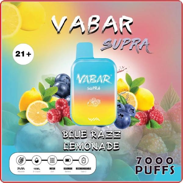 Blue Razz Lemonade Vabar Supra 7000 Puffs Disposable 10-Pack Bulk Deal!