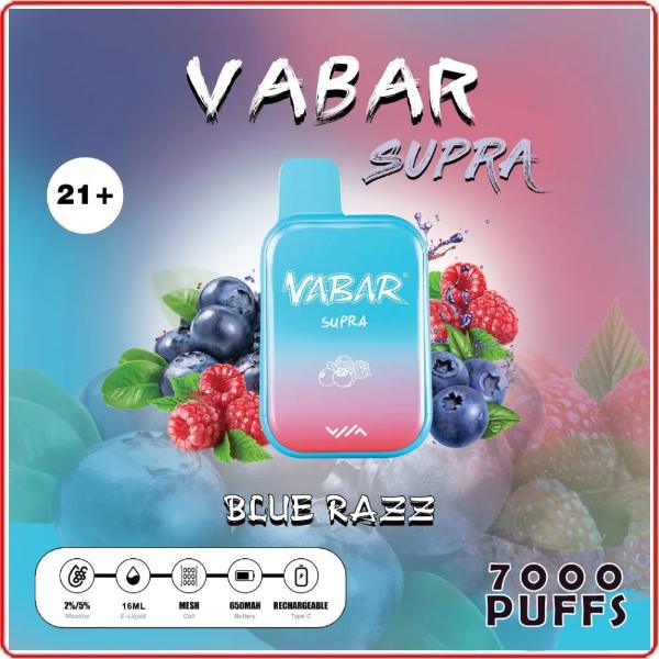 Blue Razz Vabar Supra 7000 Puffs Disposable 10-Pack Wholesale Price!