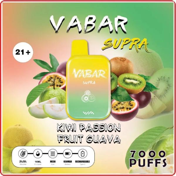 Kiwi Passion Fruit Guava Vabar Supra 7000 Puffs Disposable 10-Pack Wholesale Price!