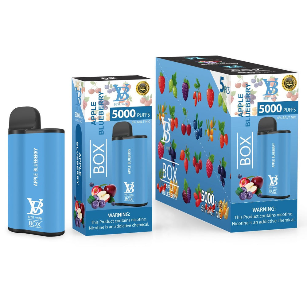 Best Vapin Box 5000 Puffs 5 Pk Disposable Vape Best Flavor Apple Blueberry