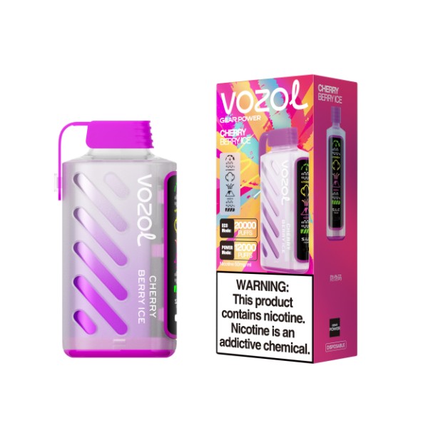 Vozol Gear Power 20000 Puffs Disposable Vape 20mL Best Flavor Cherry Berry Ice