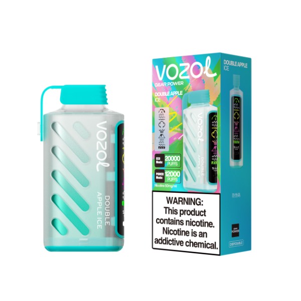 Vozol Gear Power 20000 Puffs Disposable Vape 20mL Best Flavor Double Apple Ice