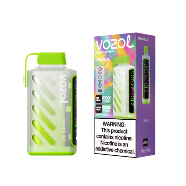 Vozol Gear Power 20000 Puffs Disposable Vape 20mL Best Flavor Grape Ice