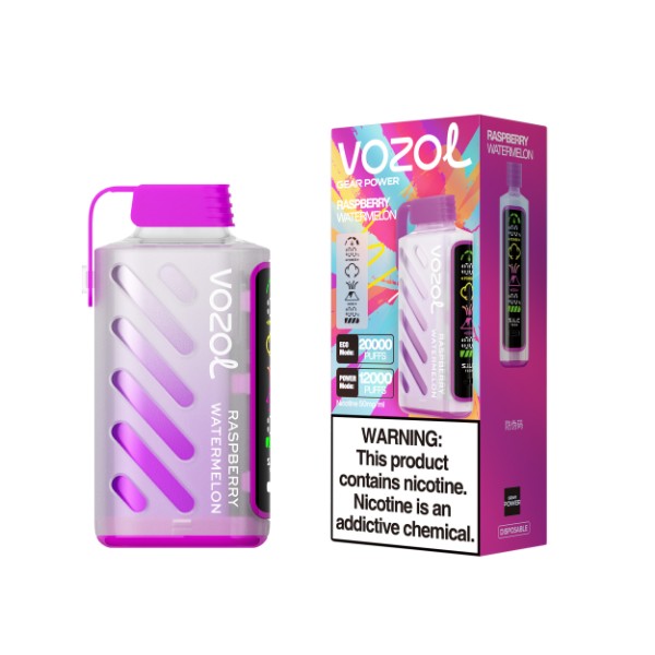 Vozol Gear Power 20000 Puffs Disposable Vape 20mL Best Flavor Raspberry Watermelon