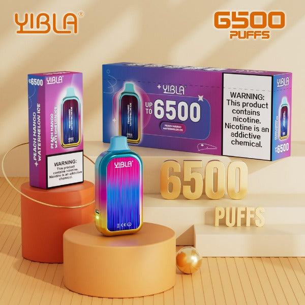 Yibla 6500 Puffs Disposable Vape 18mL Best Flavor Peach Mango Watermelon Ice