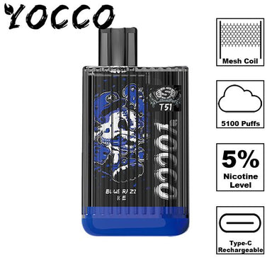 Yocco T51 Disposable Vape 13mL Best Flavor Blue Razz Ice
