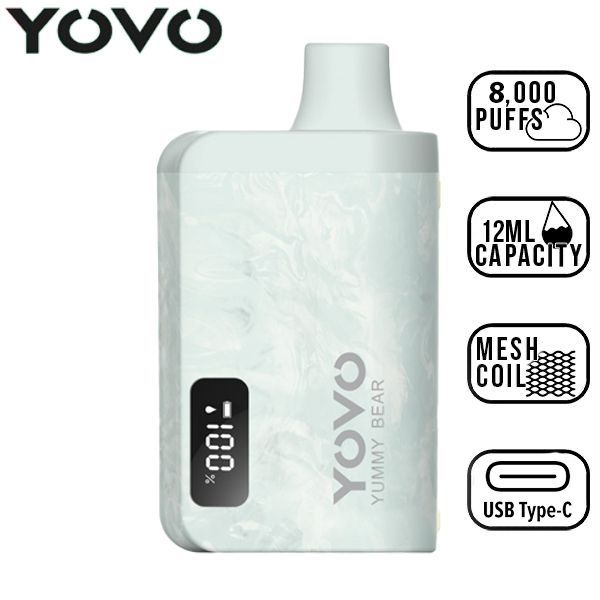 Yovo JB8000 Puffs Disposable Vape 12mL Best Flavor Yummy Bear